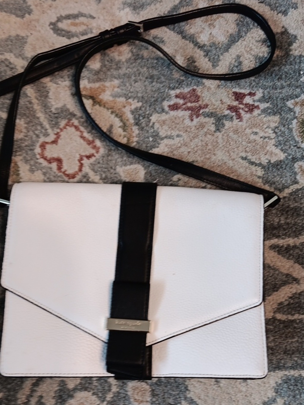 Kate Spade Two-Tone White and Black Leather Crossbody Bag